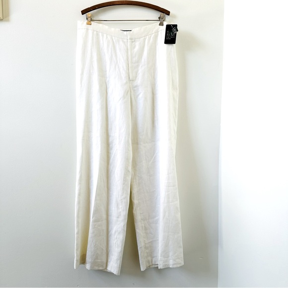 Lauren Ralph Lauren Westbury Pearl 100% Linen Trousers Size 14 NWT - Picture 1 of 7